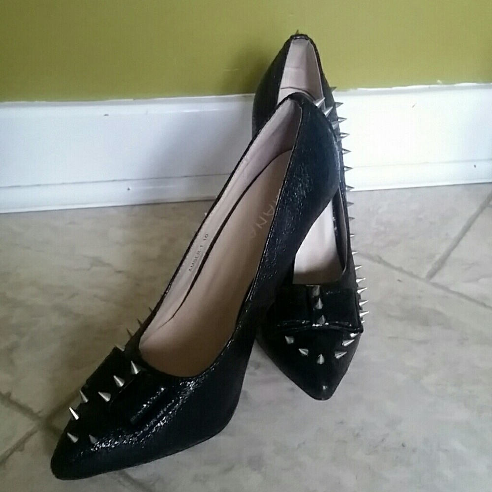 Black spike studded heels